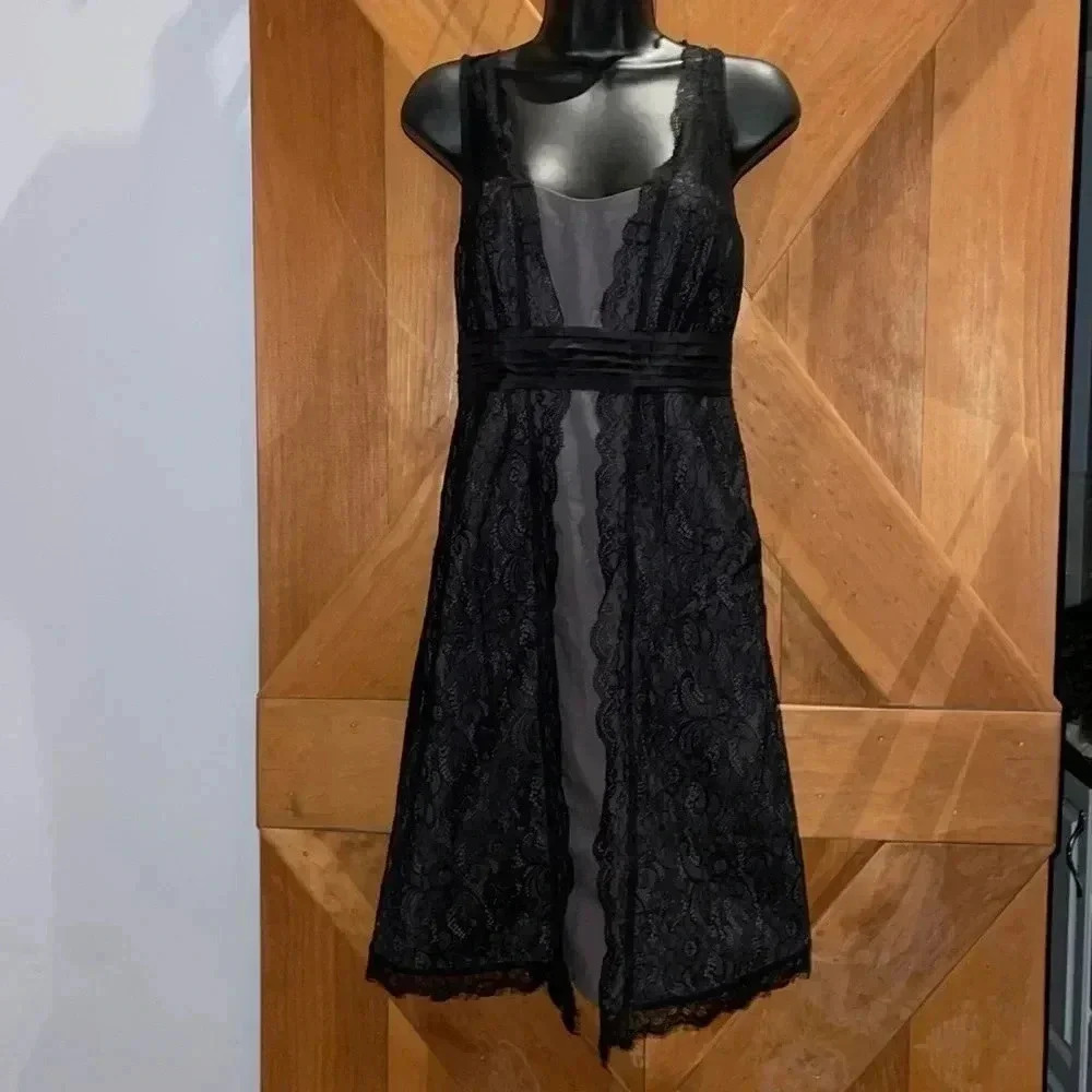 Anthropology Black/Gray Lace Dress- 2